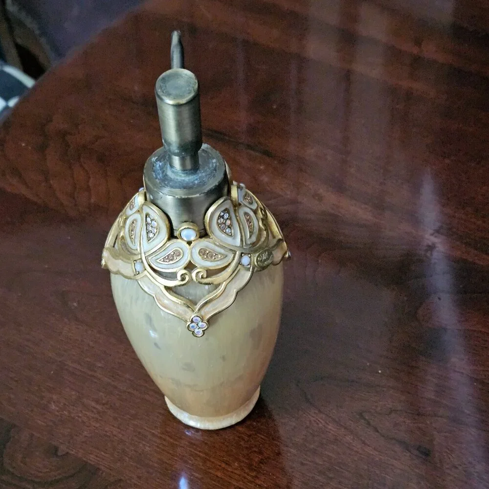 RARE LUXURY JAY STRONGWATER ARABESQUE SCROLL CRYSTAL ENAMEL VANITY SOAP PUMP JAR